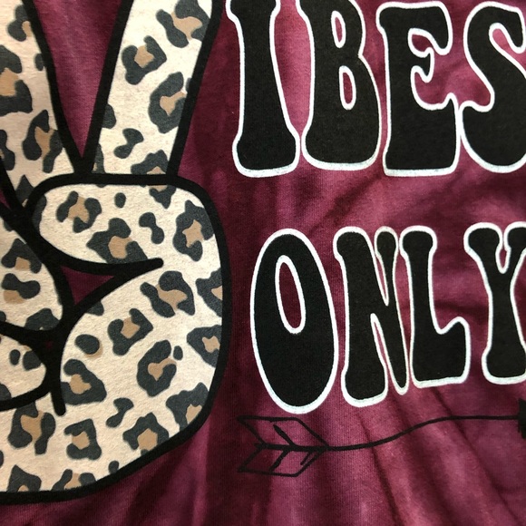 Burgundy Tie Dyed Thankful Vibes Only Tee - Picture 5 of 8